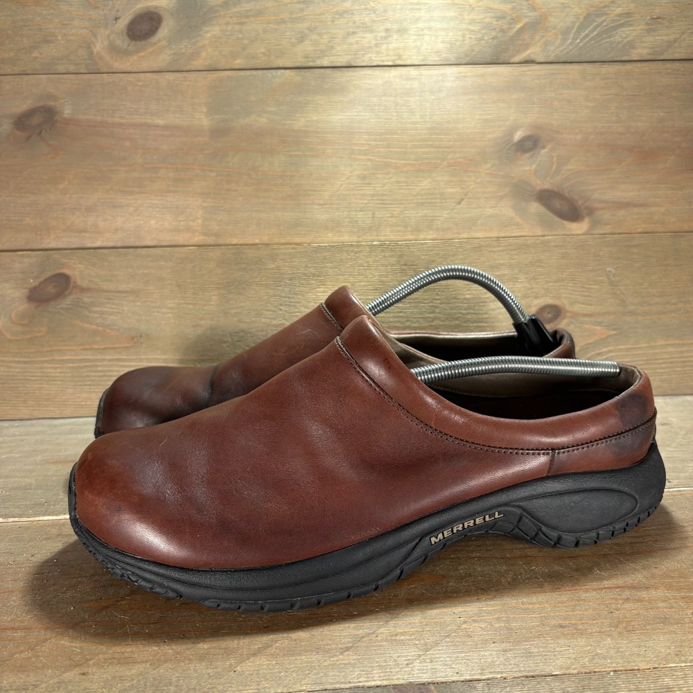 Merrell Encore Groove Mens size 11.5 shoes Brown Leather Slip On Comfort clogs